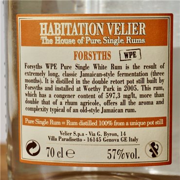 Rum - Habitation Velier WPE Forsyths White / 70cl / 57%