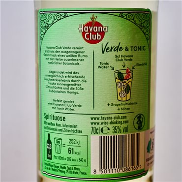 Rum - Havana Club Verde / 70cl / 35%