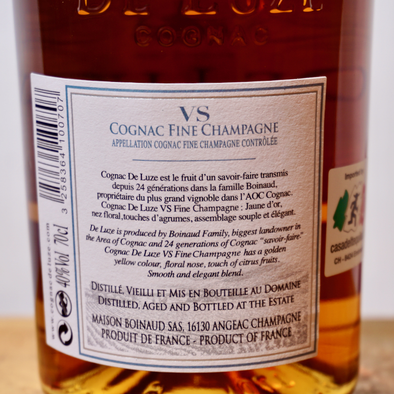 / Cognac VS 70cl - Champagne De Luze 40% Fine /