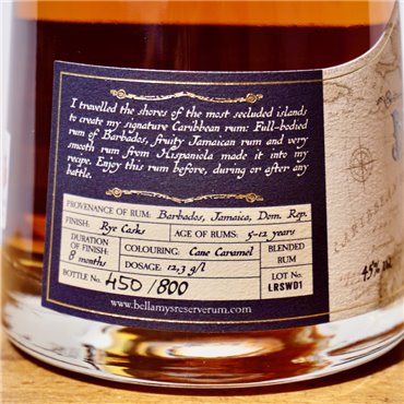 Rum - Bellamy's Rye Cask Finish Barbados Jamaica Dom.Rep. / 70cl / 45%