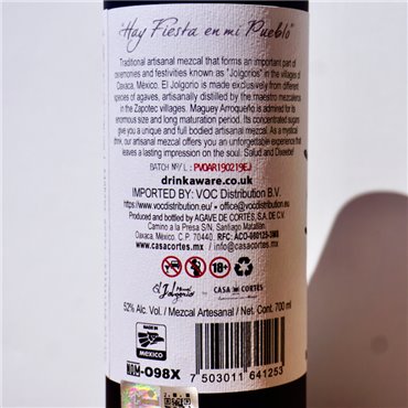 Mezcal - El Jolgorio Arroqueno Especiales / 70cl / 52%