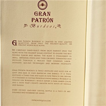 Tequila - Patron Burdeos / 70cl / 40% Tequila Anejo 573,00 CHF