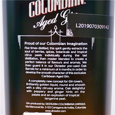 Gin - Dictador Colombian Aged Gin Black / 70cl / 43%