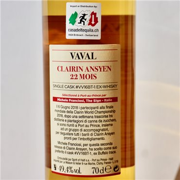 Rum - Clairin Ansyen Vaval 22 Mois Michele Franciosi / 70cl / 49.4%