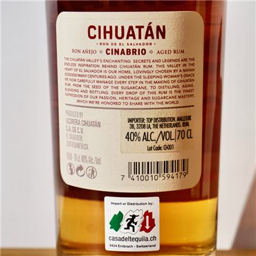 Rum - Cihuatan 12 Years Cinabrio / 70cl / 40%