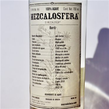 Mezcal - Mezcalosfera Barril Job Cortes 2019 / 70cl / 51.4%