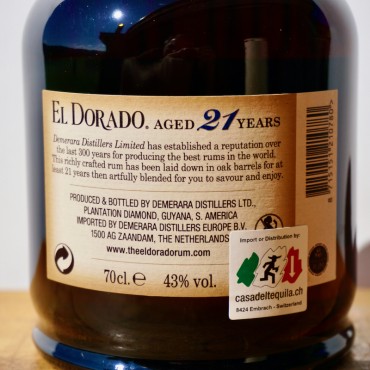 El Dorado 21 Years Finest Demerara Rum, 70 cl, 43 % vol.