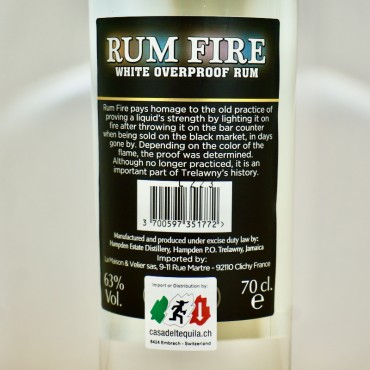 Rum - Hampden Estate Rum Fire White Overproof / 70cl / 63%