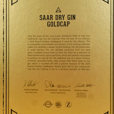 Gin - Ferdinands Goldcap Saar Dry Gin / 50cl / 49%
