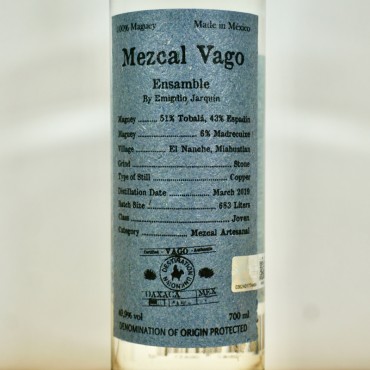 Mezcal - Vago Ensamble by Emigdio Jarquin Tobala, Espadin, Madrecuishe / 70cl / 49.9%