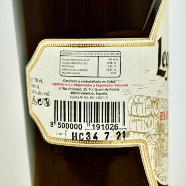 Rum - Legendario Elixir de Cuba 7 Years / 70cl / 34%
