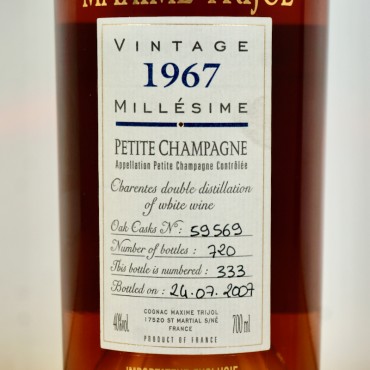 Cognac - Maxime Trijol Vintage 1967 Millésime Petit Champagne / 70cl / 40%