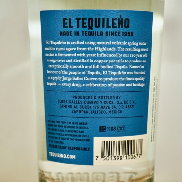 El Tequileno Platinum Blanco Tequila, 70 cl, 40 % vol.