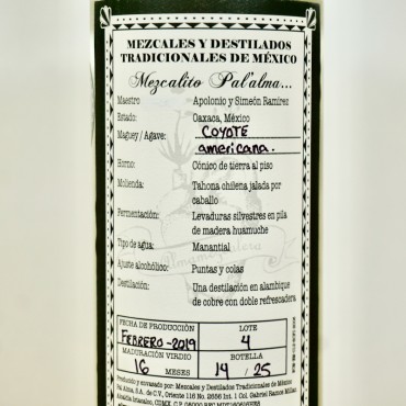 Destilado de Agave - Pal'alma Oaxaca Coyote / 70cl / 64%