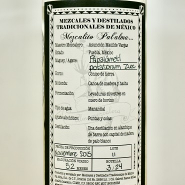 Pal'Alma Puebla Papalometl by Almamezcalera Destilado de Agave / 70cl / 50%
