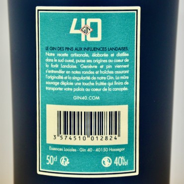 Gin - 40 Gin Distillation Artisanale / 50cl / 40%