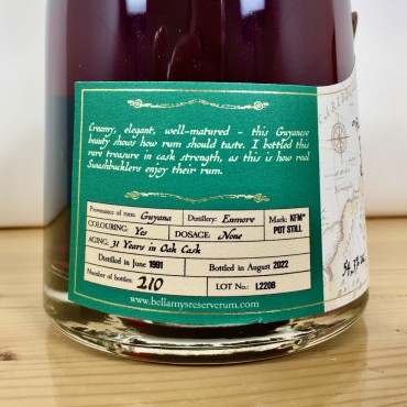 Rum - Bellamy's Guyana Enmore 1991 Reserve Rum 31 Years / 70cl / 54.3%