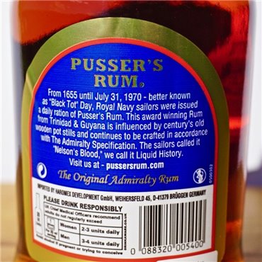 Rum - Pusser's British Navy Classic / 70cl / 40% Rum 39,00 CHF