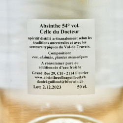 Absintherie Guilloud, Absinthe Celle du Docteur Platine, 50 cl, 54 % vol.