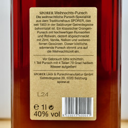 Sporer Weihnachts Punsch Liter / 100cl / 40%
