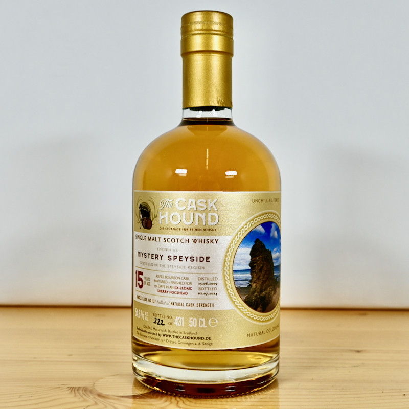 The Caskhound Mystery Speyside 15 Years Ex-Ledaig Sherry Hogshead Cask Finish Single Malt Whisky, 50 cl, 54.6 % vol.