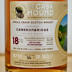 The Caskhound Cameronbridge 18 Years 1st Fill Rioja Finish Single Grain Whisky, 50 cl, 56.2 % vol.