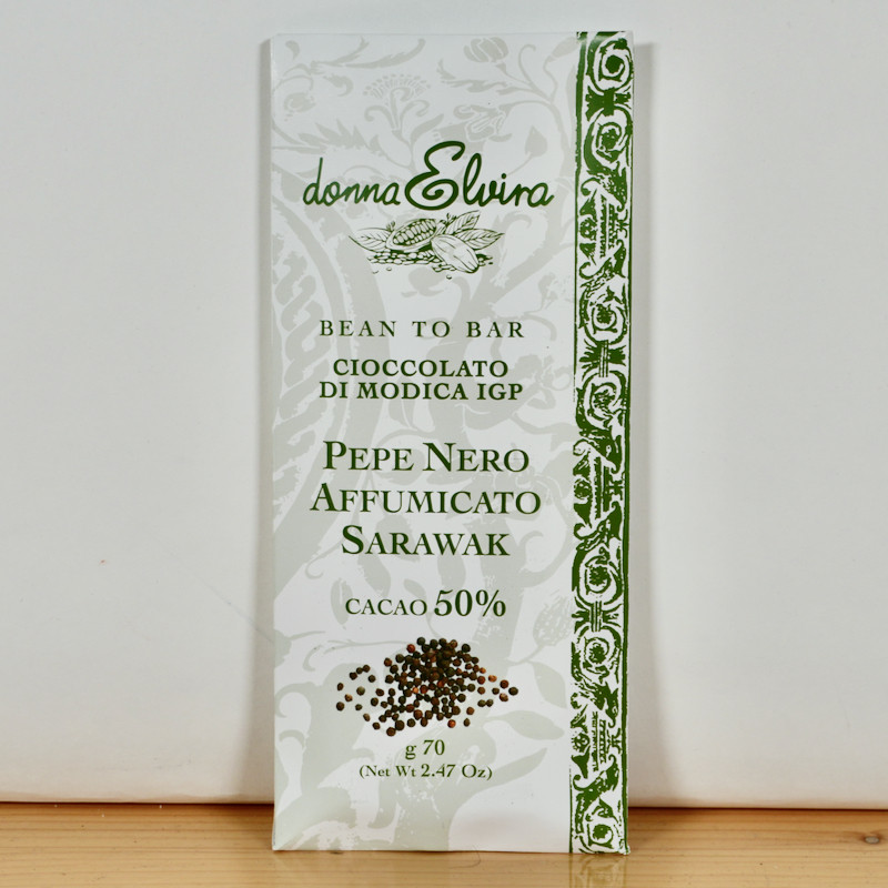 Donna Elvira Cioccolato di Modica Pepe Nero di Sarawak Affumicato 50% Cacao 70g