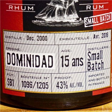 Rum - Compagnie Des Indes Dominidad 15 Years / 70cl / 43% Rum 87,00 CHF