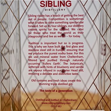 Gin - Sibling Triple Distilled / 70cl / 42% Gin 62,00 CHF