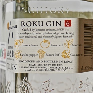 Gin - Suntory Roku Gin / 70cl / 43% Gin 55,00 CHF