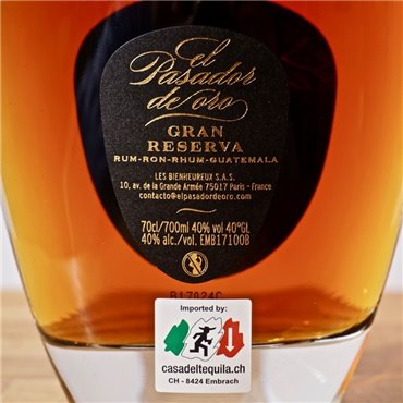 Rum - El Pasador de Oro Gran Reserva / 70cl / 40% Rum 75,00 CHF