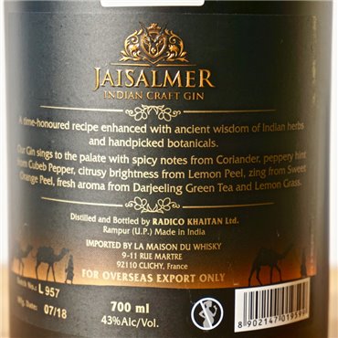 Gin - Jaisalmer Indian Crafted Gin / 70cl / 43%