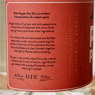 Gin - Audemus Pink Pepper Dry (Red Label) / 70cl / 44%